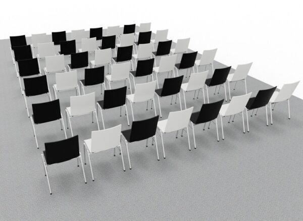 Stuhl Holzsitzschale 3100-a731 in Reihenaufstellung Stuhl Holzsitzschale 3100-a731 in Reihenaufstellung