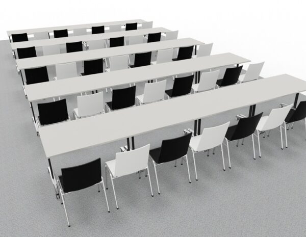 Stuhl 3100-A731 mit Holzsitzschale und Seminartische Stuhl 3100-A731 mit Holzsitzschale und Seminartische