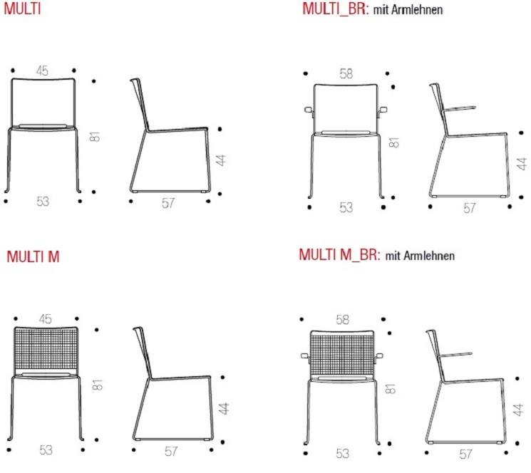 Seminarstühle Kufengestell Vollstahl Multi